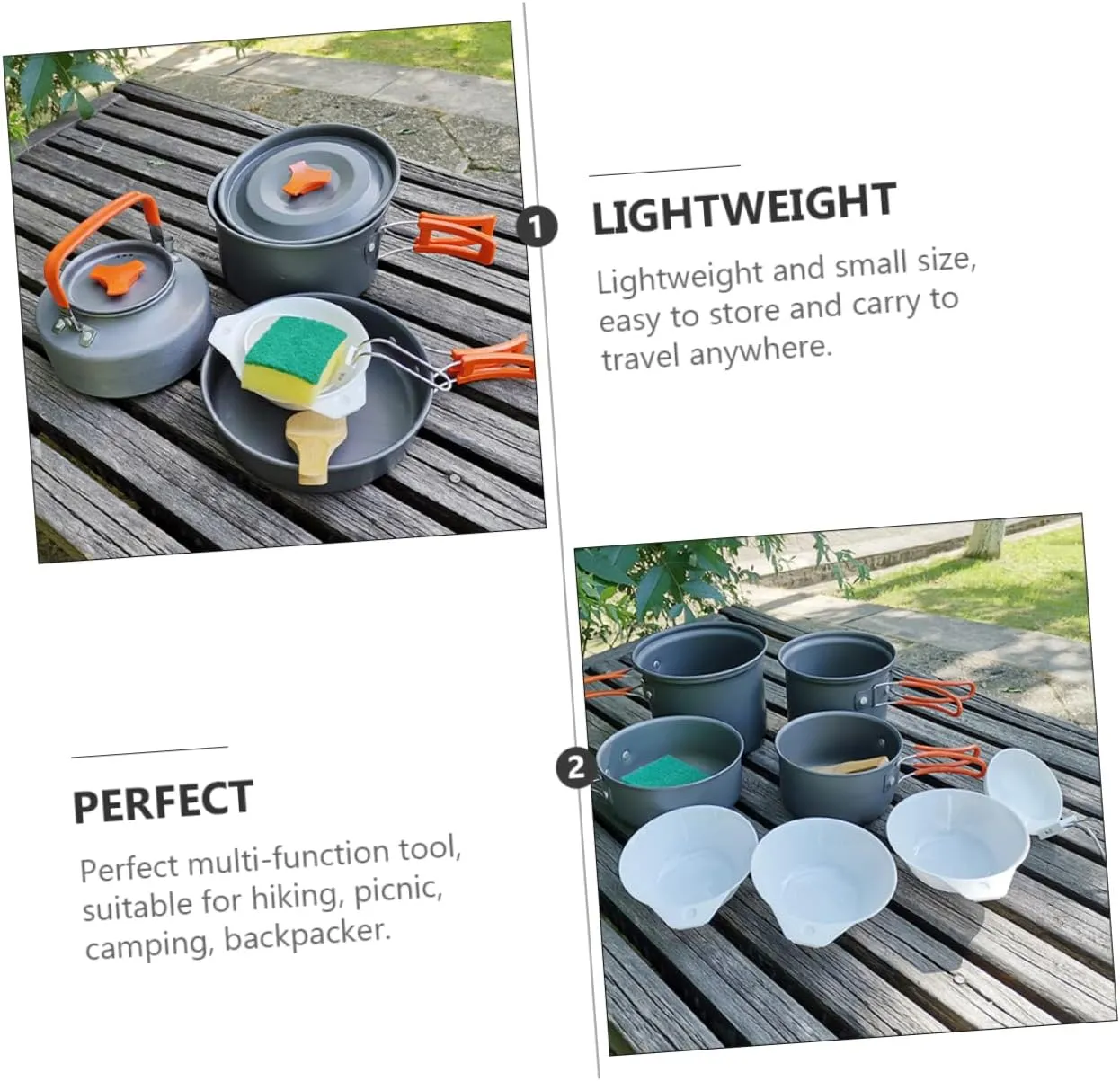 Mikikit Outdoor Tableware Accessories Kits Camping Plate Mess Portable Bowls Dish Lightweight Camper Picnic