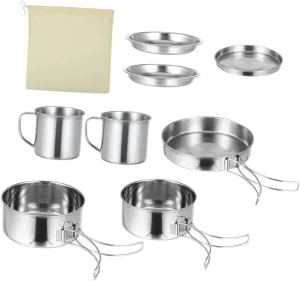 Milisten 1Set Outdoor Camping Cookware BBQ Supply for People Portable Cook Equipment for Hiking Backpacking and Picnics Easy to Clean and Durable