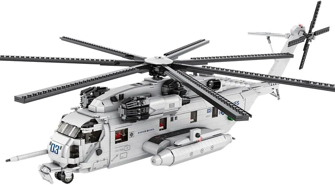 Military Helicopter Building Bricks Set, 1/35 CH-53E Super Stallion Helicopter Model Building Kit for Adults, CH-53E Fighter Jet Building Blocks MOC Military Helicopter Toys(2192 Pieces)