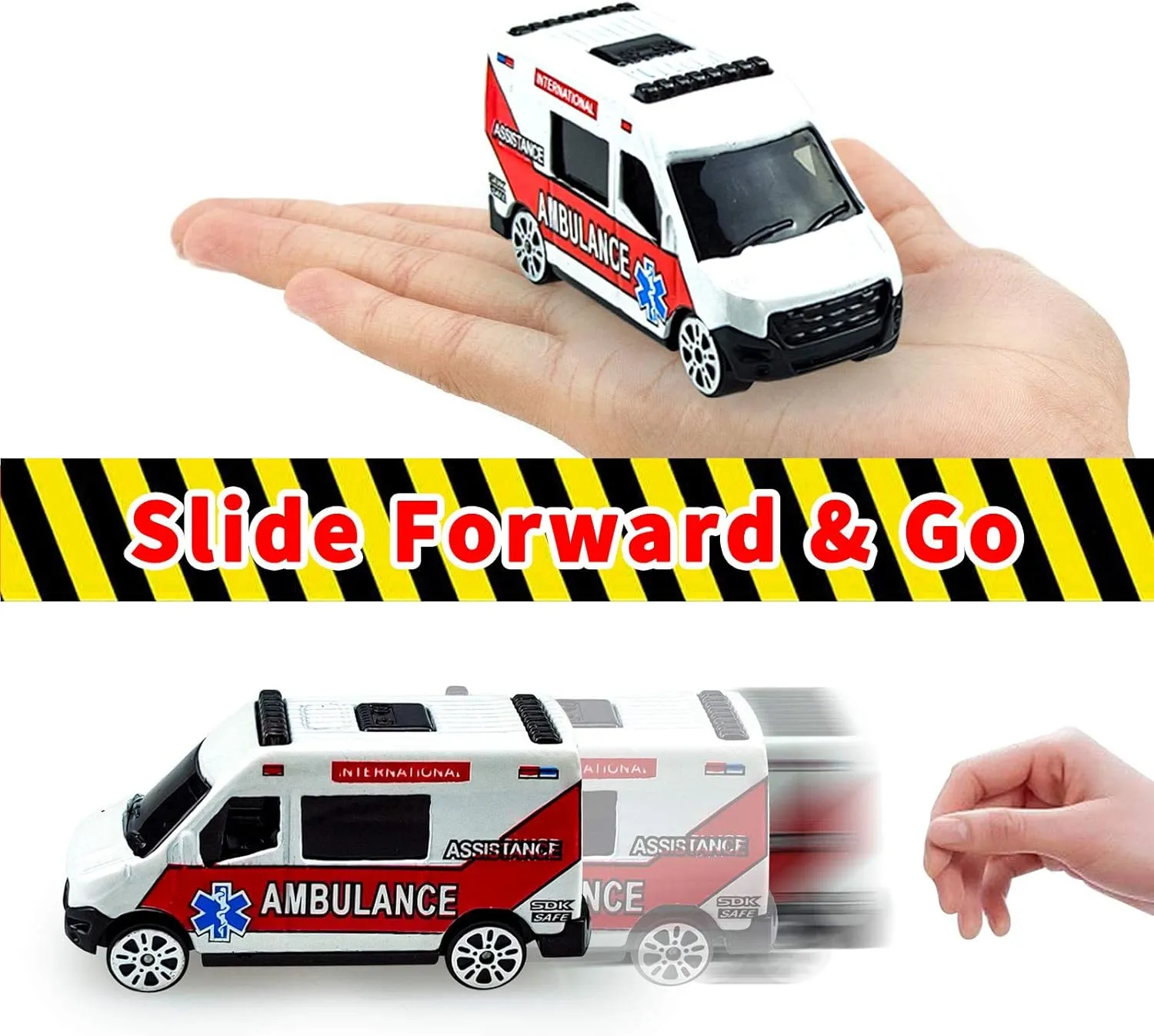 Mini Diecast Emergency Rescue Vehicle Car Set ,6 Pack Emergency Rescue Vehicle Car Ambulance Helicopters Toys for Toddlers Ages 1 2 3-5 6 Birthday Stocking Stuffers for Kids Gifts