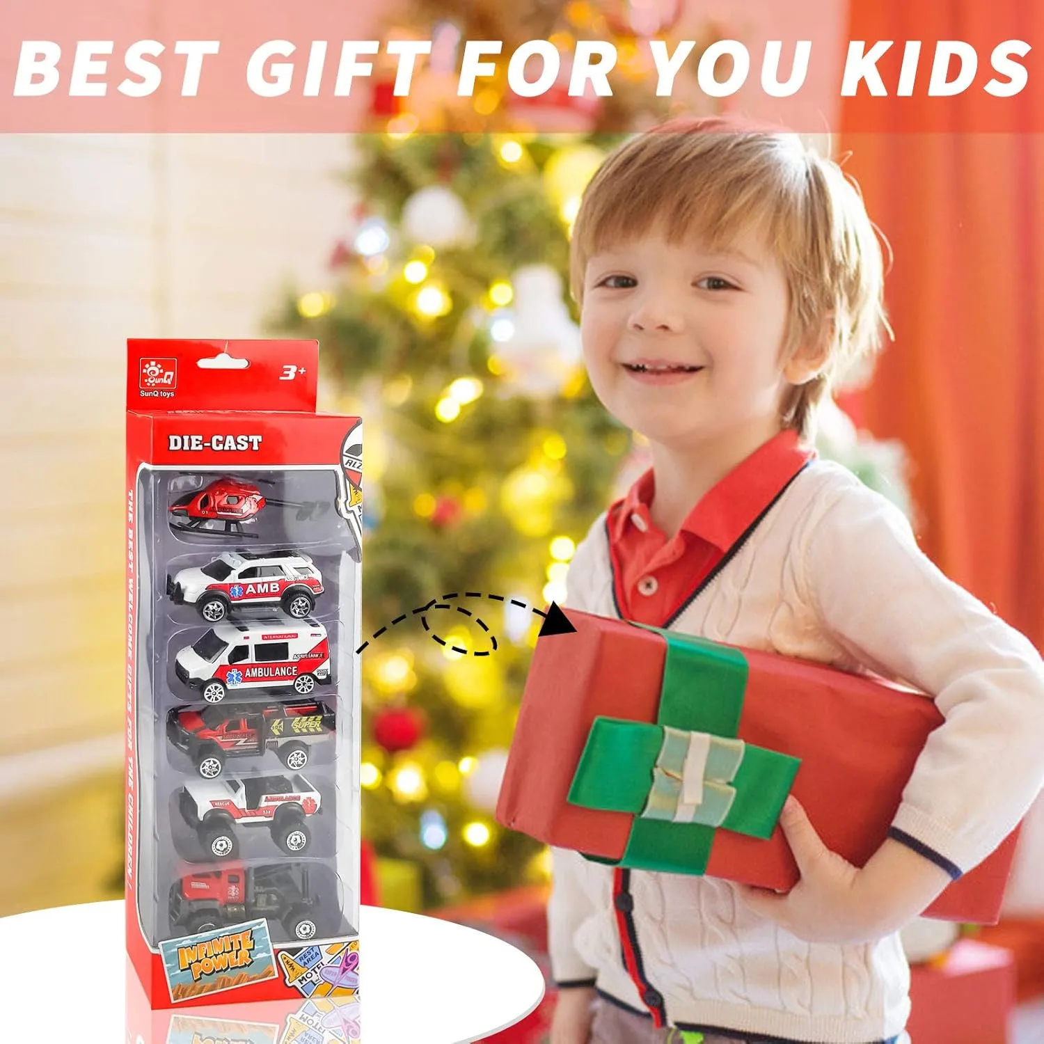 Mini Diecast Emergency Rescue Vehicle Car Set ,6 Pack Emergency Rescue Vehicle Car Ambulance Helicopters Toys for Toddlers Ages 1 2 3-5 6 Birthday Stocking Stuffers for Kids Gifts