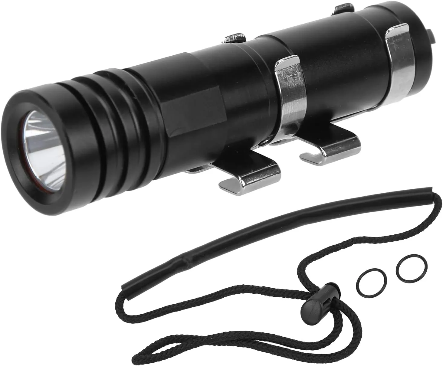 Mini Diving Light,Multifunctional Waterproof Diving Light,200M Underwater LED Flashlight,Aluminum Alloy Camping Lantern(Black)