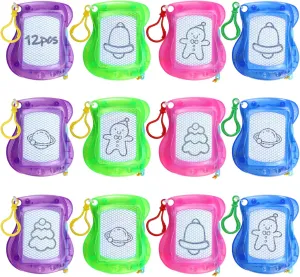 Mini Magnetic Drawing Board for Kids, Magnetic Board with Key Chains 12 Pack Goodie Bags Stuffers for Kids Erasable Writing Sketch Broards Tablets Pads Bulk Party Favors Toys for 3   Years Old Kids