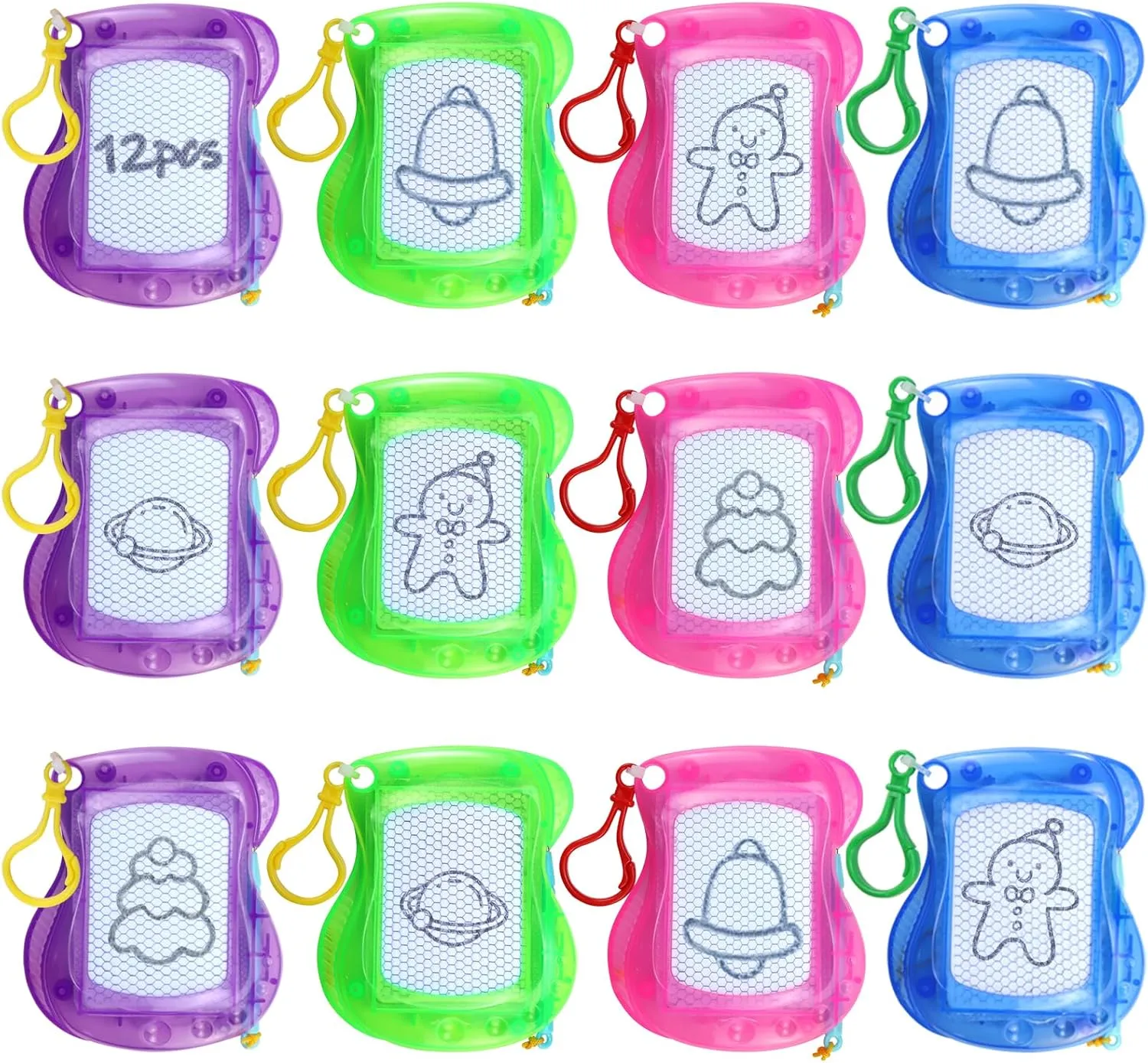 Mini Magnetic Drawing Board for Kids, Magnetic Board with Key Chains 12 Pack Goodie Bags Stuffers for Kids Erasable Writing Sketch Broards Tablets Pads Bulk Party Favors Toys for 3   Years Old Kids