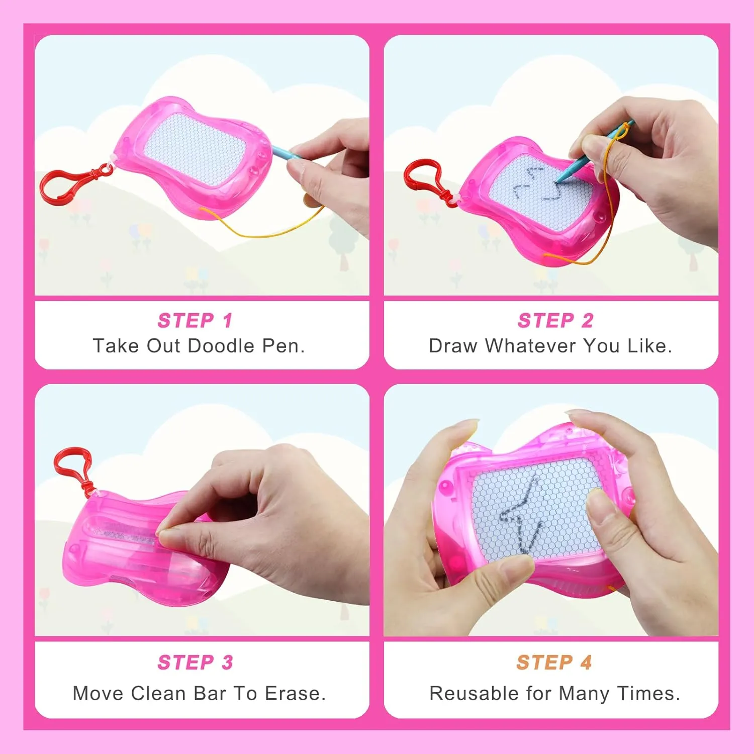 Mini Magnetic Drawing Board for Kids, Magnetic Board with Key Chains 12 Pack Goodie Bags Stuffers for Kids Erasable Writing Sketch Broards Tablets Pads Bulk Party Favors Toys for 3   Years Old Kids