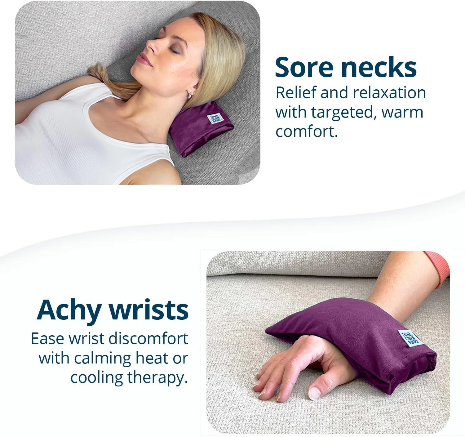 Mini - Microwavable Heating Pad & Reusable Cold Pack - Weighted Heating Pad for Cold Hands, Sore Neck, Achy Wrists - 4” x 8” - 1 lb (Purple Plum)