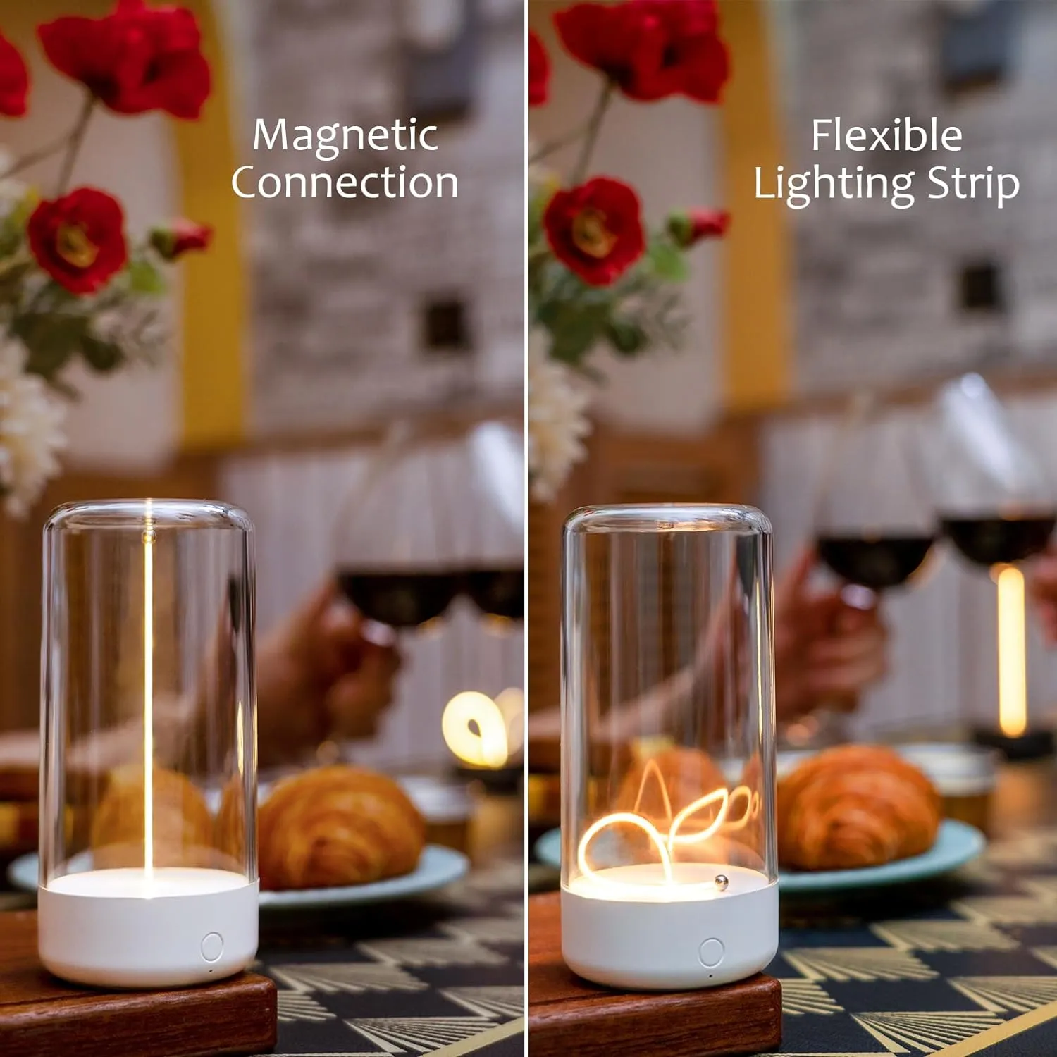 Mini Minimalist Table Lamp Cordless LED Desk Lamp Rechargeable Modern Night Lights Portable Nightstand Lamps Unique Ambient Light Mood Lighting for Bedroom, Beside, Nursery