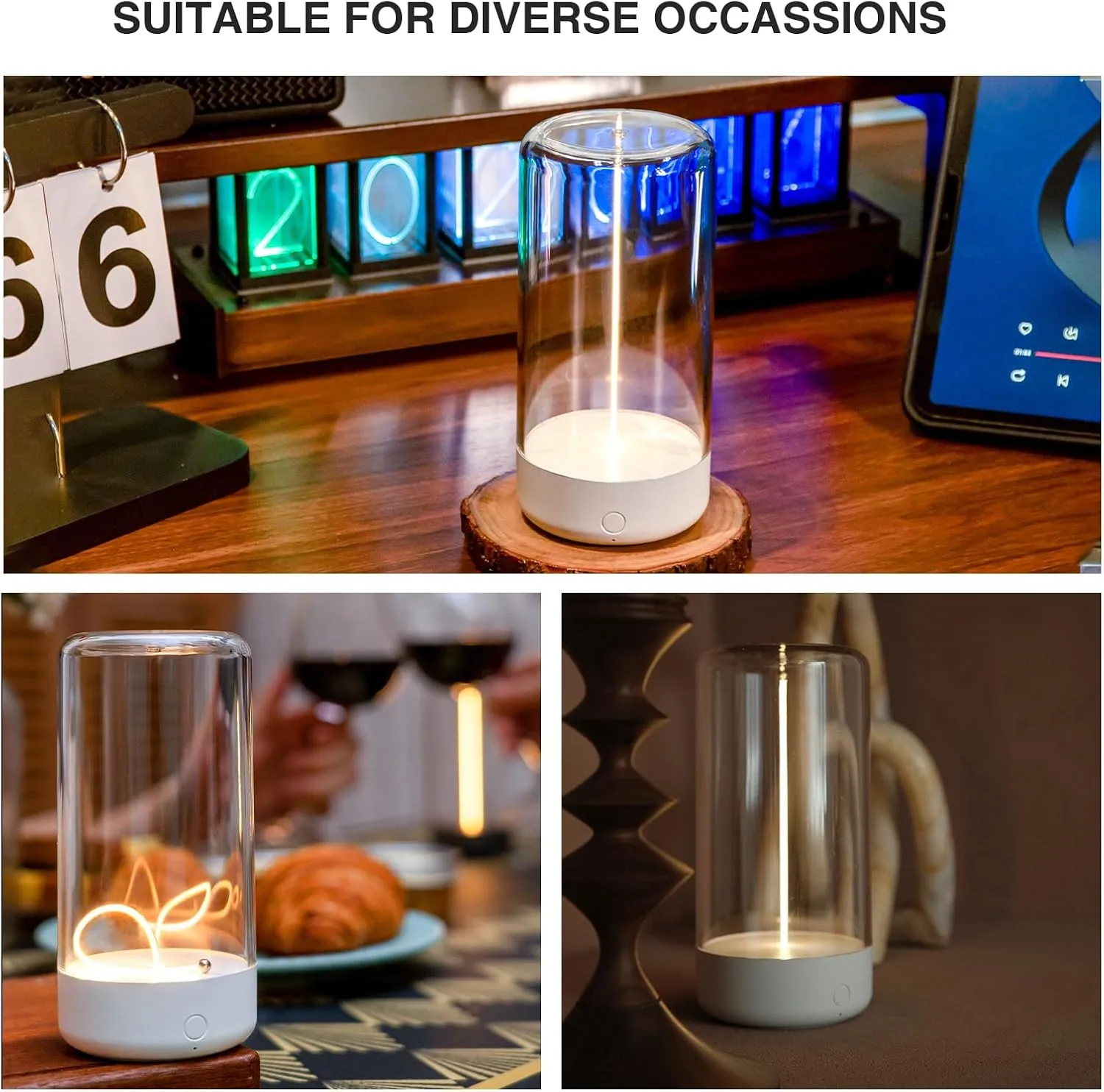 Mini Minimalist Table Lamp Cordless LED Desk Lamp Rechargeable Modern Night Lights Portable Nightstand Lamps Unique Ambient Light Mood Lighting for Bedroom, Beside, Nursery