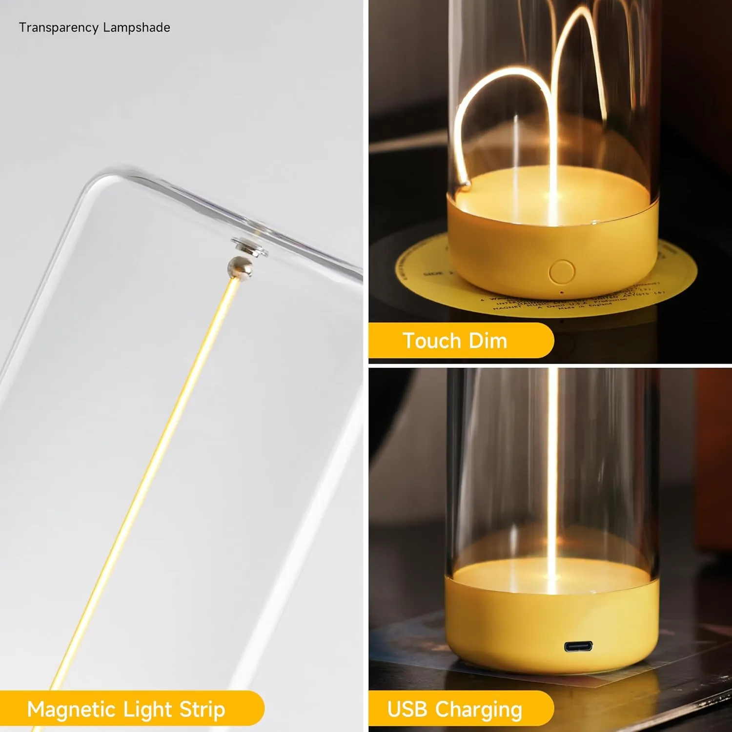 Mini Minimalist Table Lamp Cordless LED Desk Lamp Rechargeable Modern Night Lights Portable Nightstand Lamps Unique Ambient Light Mood Lighting for Bedroom, Beside, Nursery