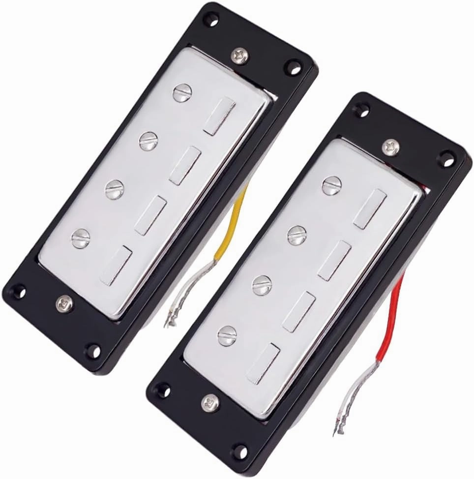 Mini 4 string Bass Guitar Humbucker Pickups with Black Ring Chrome Set of 2pcs