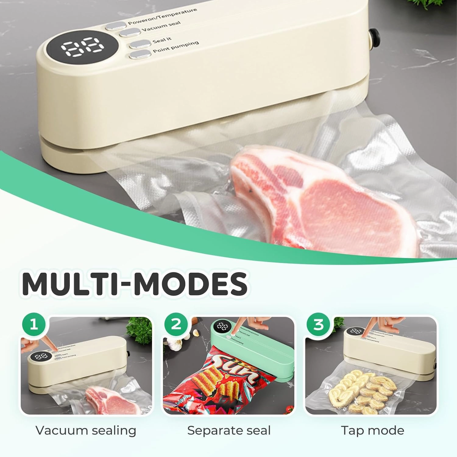 Mini Wireless Vacuum Sealer, 2025 New Mini Bag Sealer, Cordless Portable Handheld Vacuum Food Preservation Packaging and Laminating Machine, Sealer for Chip Bags and for Dry/Moist Food Storage (Beige)