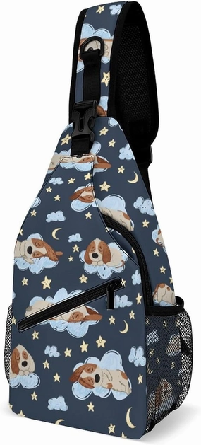 MoBlinko Funny Beagle Dogs Sling Bag for Women Cartoon Puppy Adjustable Crossbody Sling Backpack Chest Bag for Travel