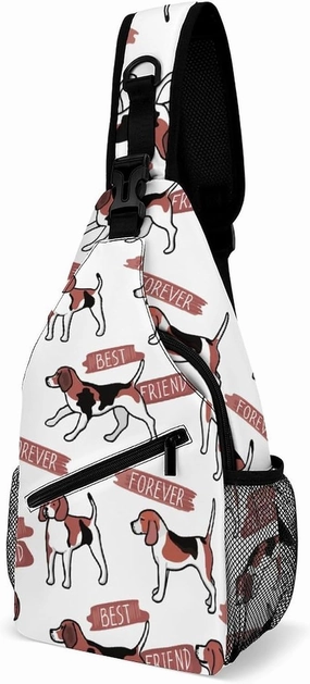 MoBlinko Funny Beagle Dogs Sling Bag for Women Cartoon Puppy Adjustable Crossbody Sling Backpack Chest Bag for Travel