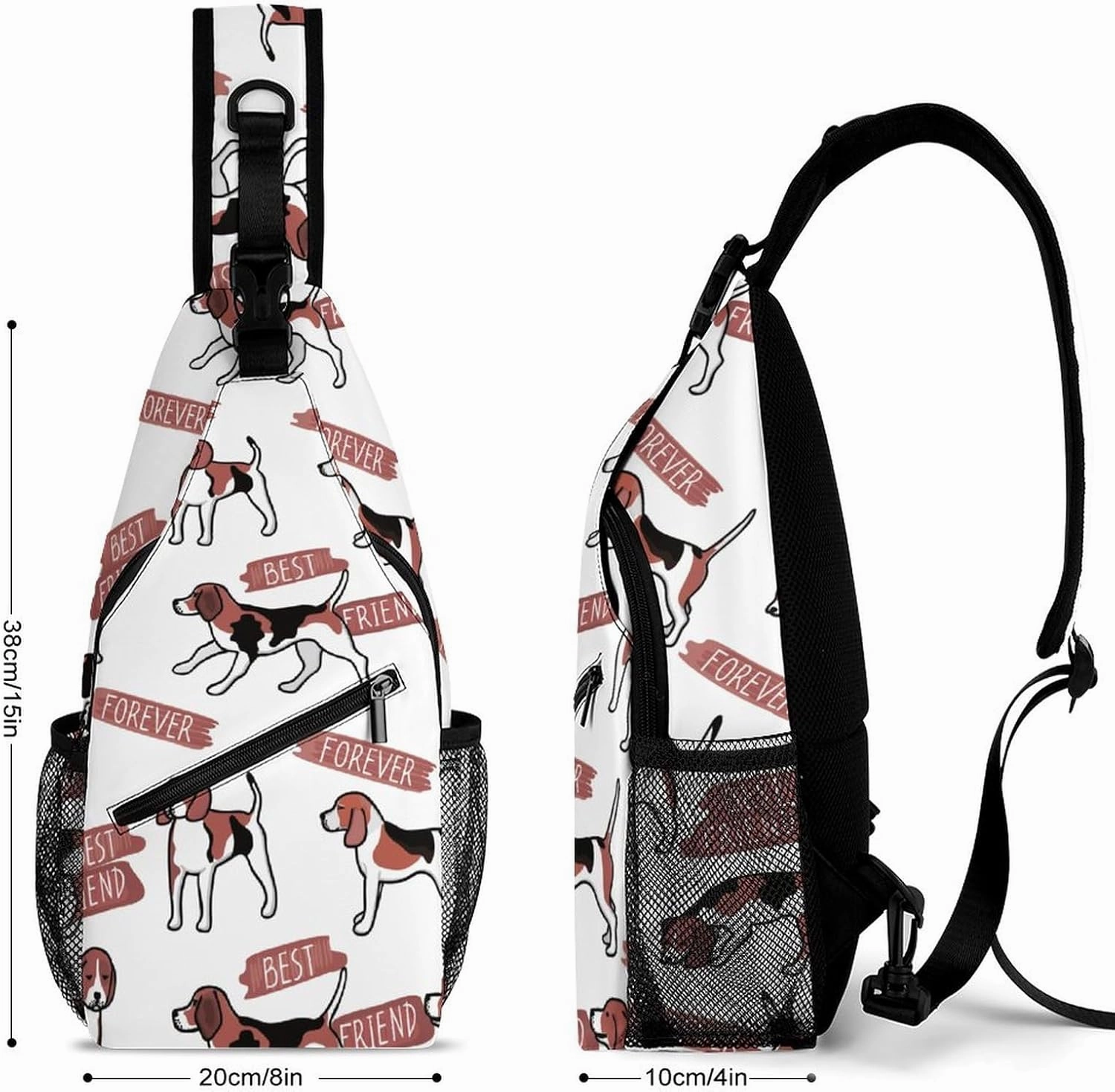 MoBlinko Funny Beagle Dogs Sling Bag for Women Cartoon Puppy Adjustable Crossbody Sling Backpack Chest Bag for Travel