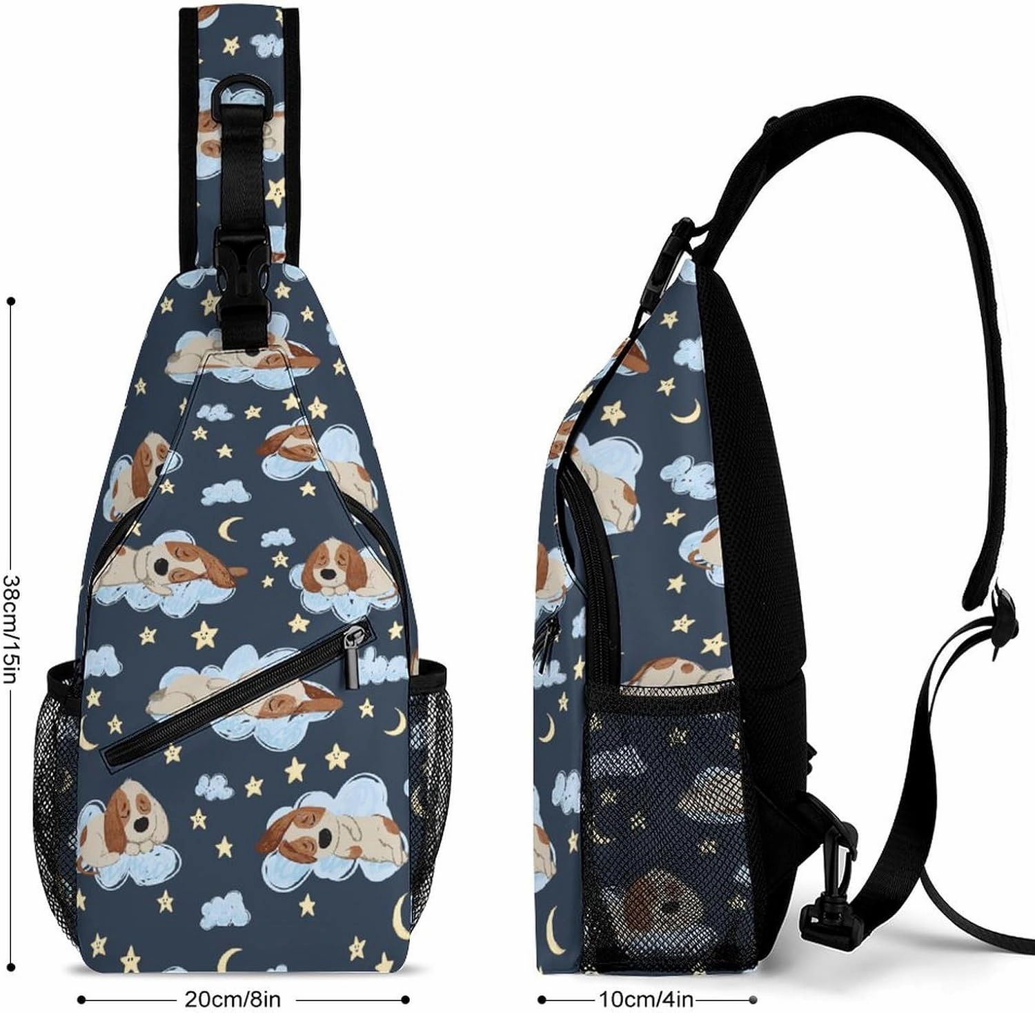 MoBlinko Funny Beagle Dogs Sling Bag for Women Cartoon Puppy Adjustable Crossbody Sling Backpack Chest Bag for Travel