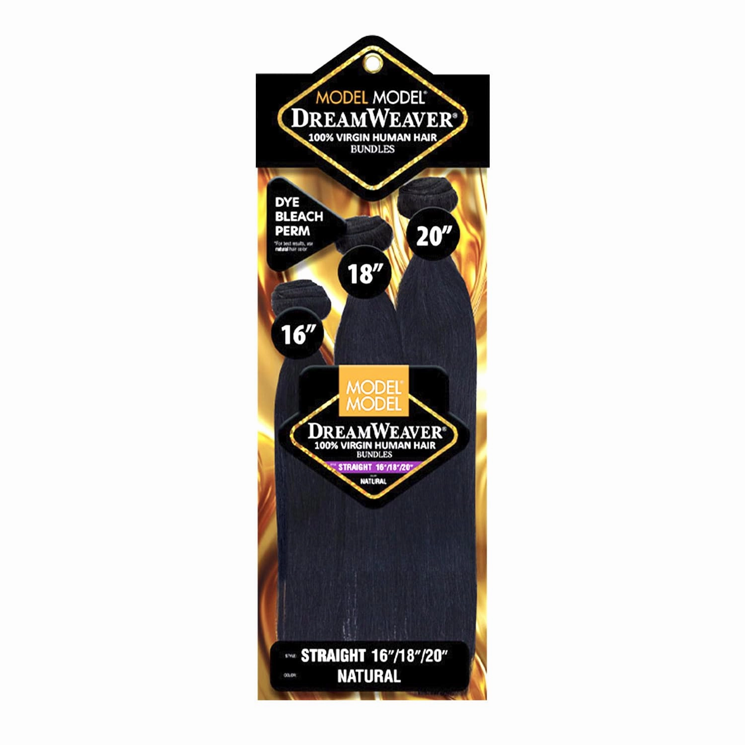 ModelModel Virgin Human Hair Weave Dream Weaver 3 Bundles Straight (NATURAL/BLACK, 16 18 20 Inch)