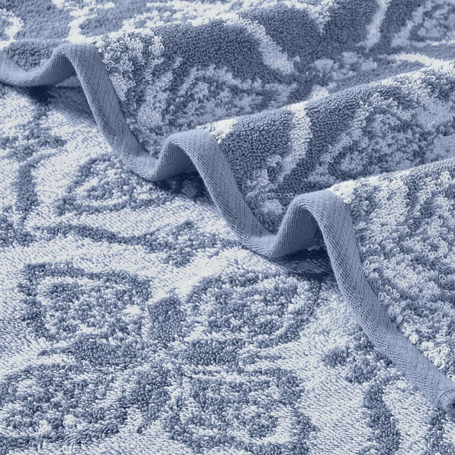Modern Threads Amaris 6-Piece Reversible Yarn Dyed Jacquard Towel Set - Bath Towels, Hand Towels, & Washcloths - Super Absorbent & Quick Dry - 100% Combed Cotton, Denim