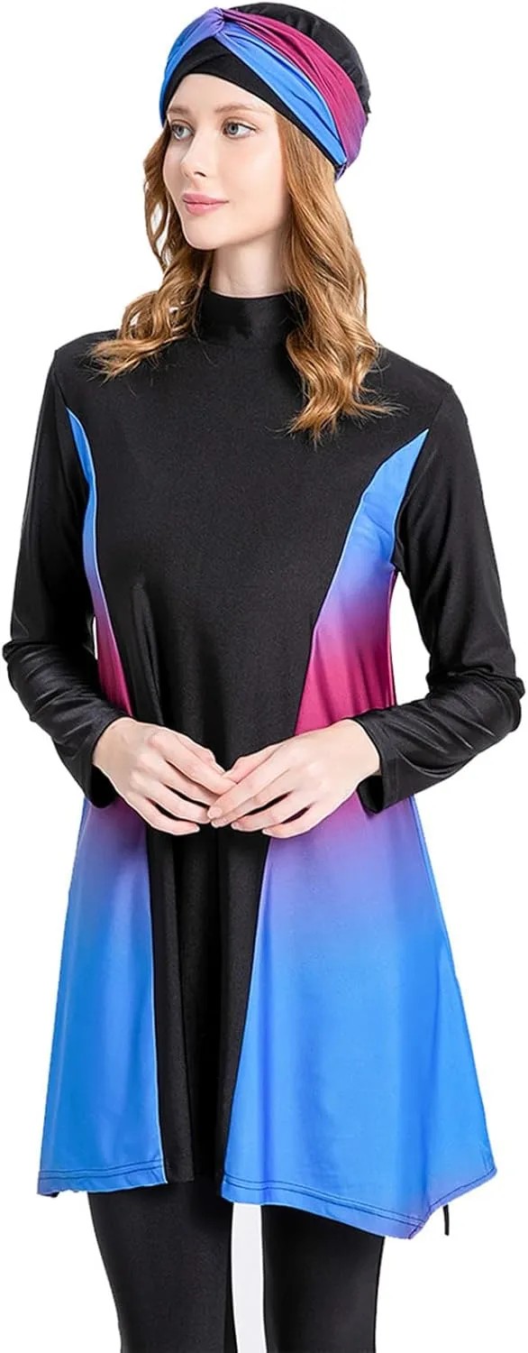 Modest Swimwear for Women Muslim Islamic Hijab Swimwear Burkini 3Pcs Arabic Swimming Costume Long Sleeve Beachwear