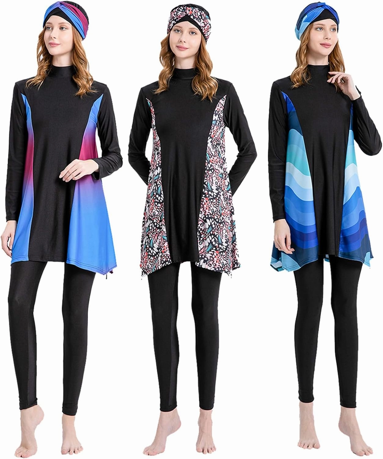 Modest Swimwear for Women Muslim Islamic Hijab Swimwear Burkini 3Pcs Arabic Swimming Costume Long Sleeve Beachwear