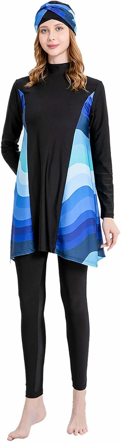 Modest Swimwear for Women Muslim Islamic Hijab Swimwear Burkini 3Pcs Arabic Swimming Costume Long Sleeve Beachwear