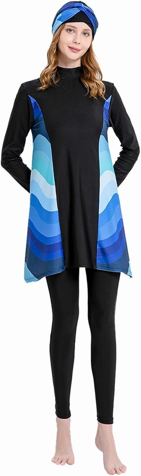 Modest Swimwear for Women Muslim Islamic Hijab Swimwear Burkini 3Pcs Arabic Swimming Costume Long Sleeve Beachwear