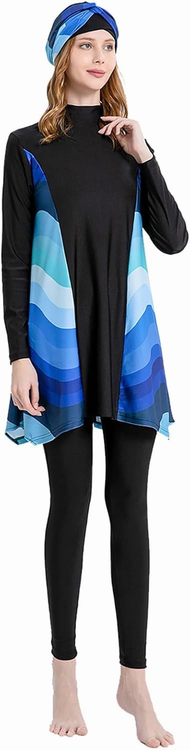 Modest Swimwear for Women Muslim Islamic Hijab Swimwear Burkini 3Pcs Arabic Swimming Costume Long Sleeve Beachwear