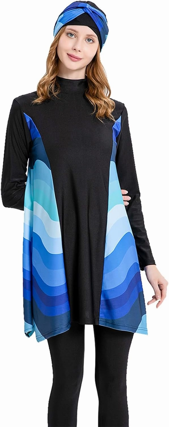 Modest Swimwear for Women Muslim Islamic Hijab Swimwear Burkini 3Pcs Arabic Swimming Costume Long Sleeve Beachwear