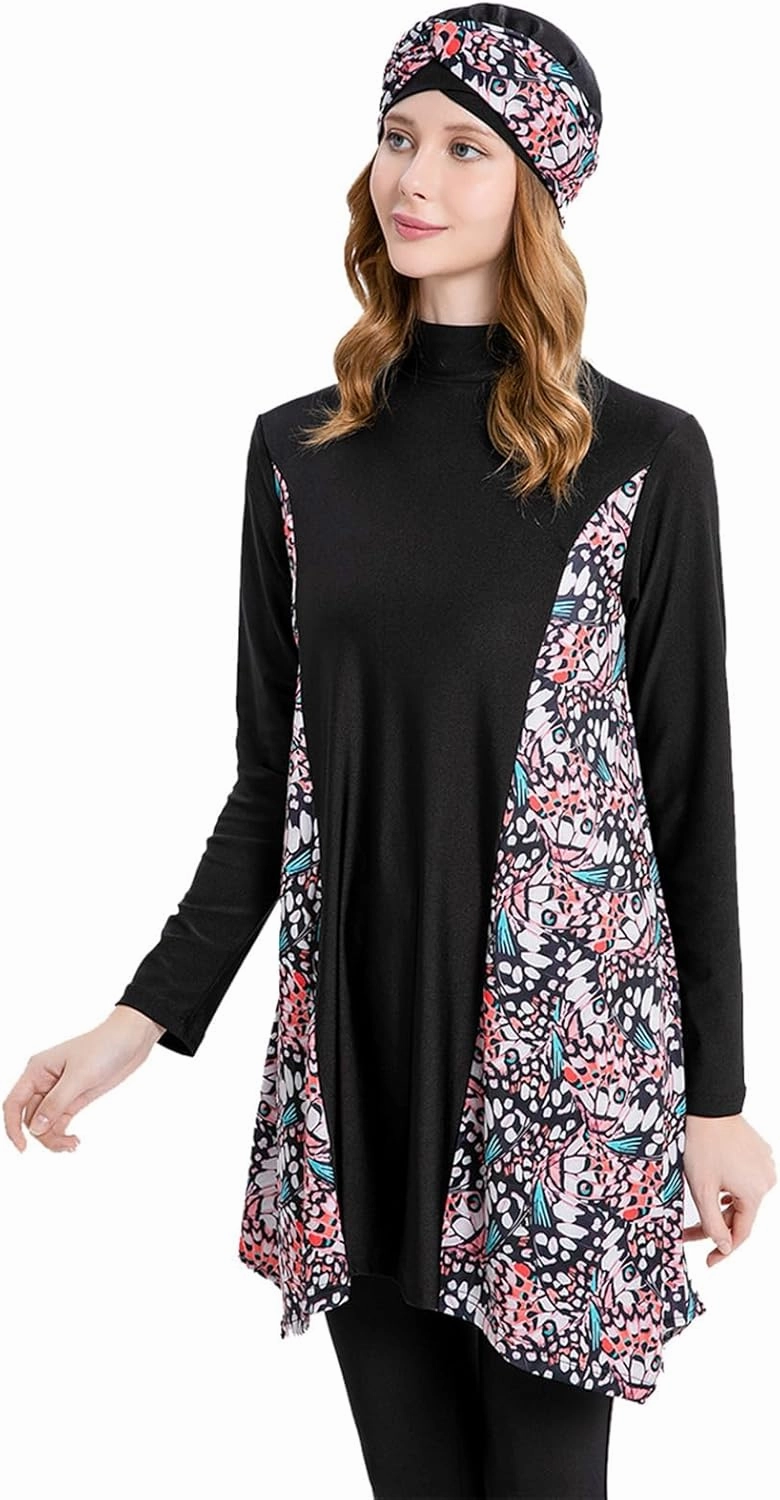 Modest Swimwear for Women Muslim Islamic Hijab Swimwear Burkini 3Pcs Arabic Swimming Costume Long Sleeve Beachwear