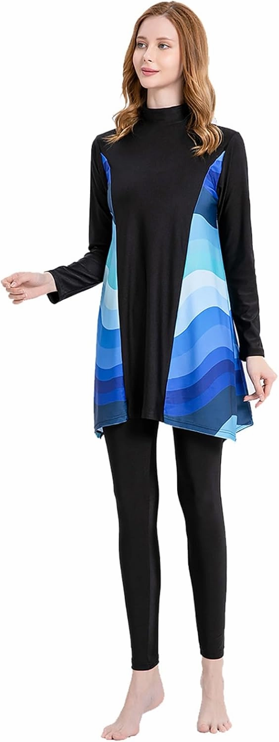 Modest Swimwear for Women Muslim Islamic Hijab Swimwear Burkini 3Pcs Arabic Swimming Costume Long Sleeve Beachwear