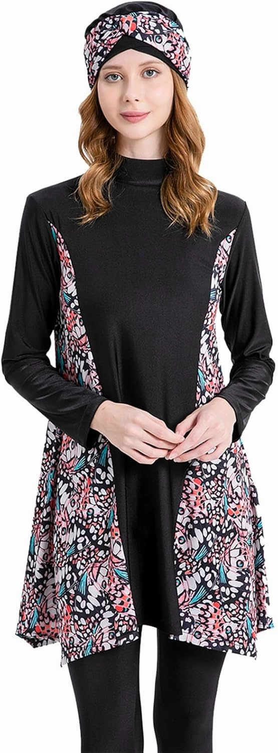 Modest Swimwear for Women Muslim Islamic Hijab Swimwear Burkini 3Pcs Arabic Swimming Costume Long Sleeve Beachwear