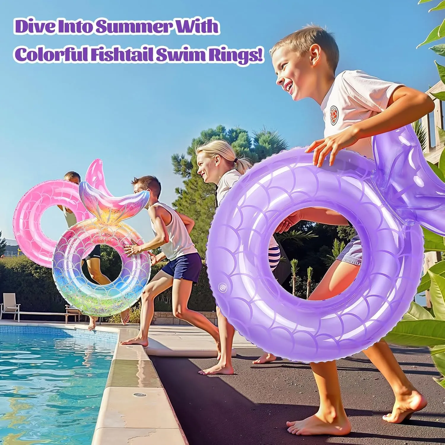 MoKo Inflatable Swimming Ring, Cute Pool Float Tube Decorations Swim Tubes Outdoor Pool Beach Water Floats Party Supplies Floaties