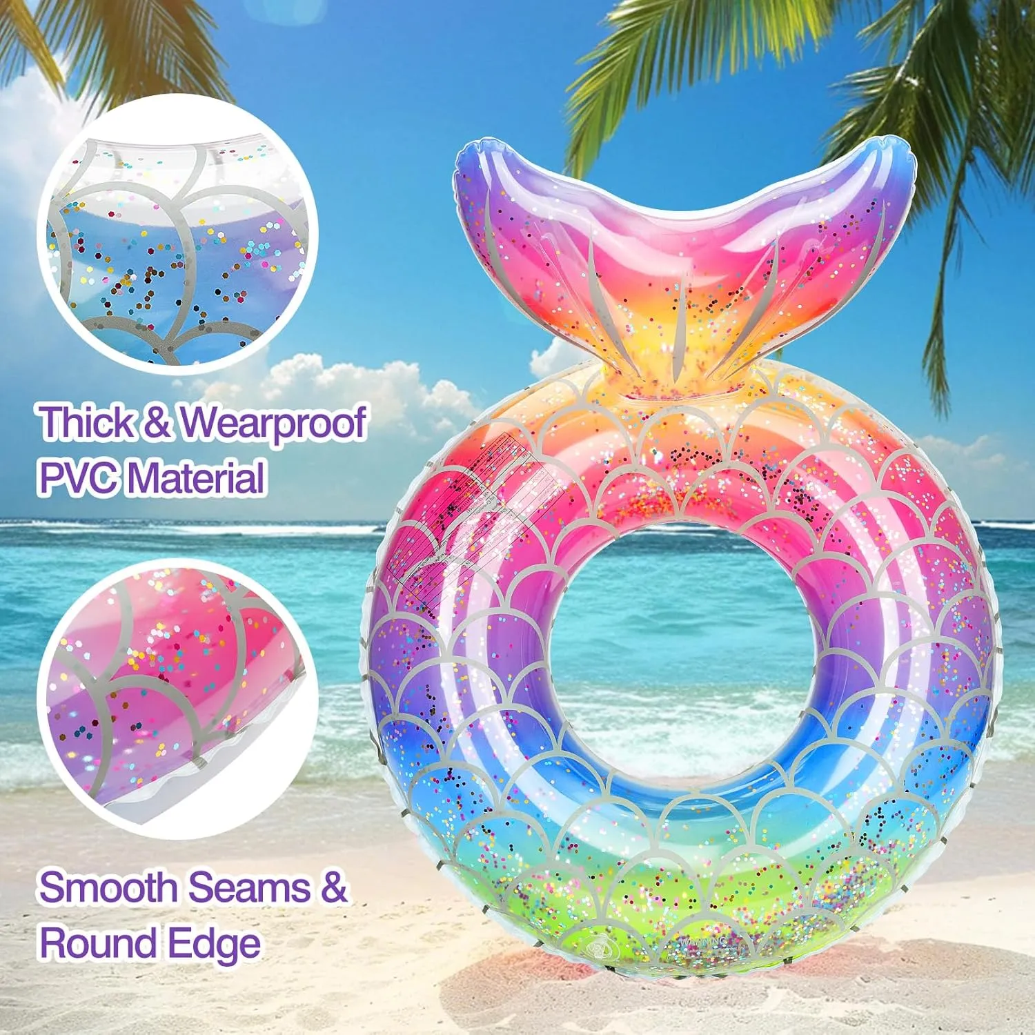 MoKo Inflatable Swimming Ring, Cute Pool Float Tube Decorations Swim Tubes Outdoor Pool Beach Water Floats Party Supplies Floaties