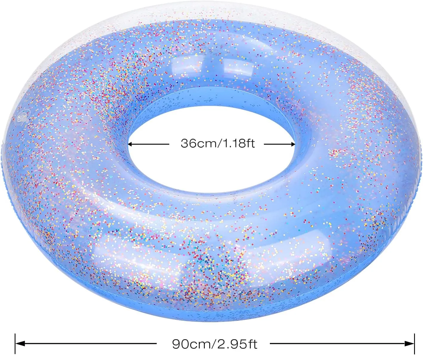 MoKo Swim Rings with Glitter, 90cm Diameter Inflatable Pool Float Swimming Pool Float Tube Round Shaped Swimming Tube Water Fun Beach Pool Toys for Summer Party for Kids Adults - Blue & Rose Gold