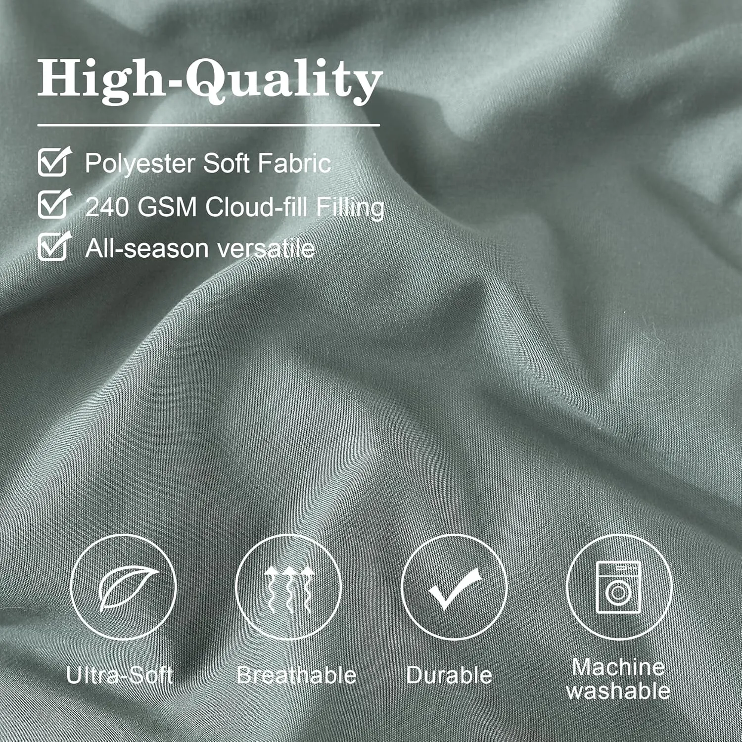 Monbix Queen Comforter Set - 7 Pieces Sage Green Bed in a Bag Queen Bedding Sets with Comforters, All Seasons Down Alternative Comforter Bed Set with Sheets,Pillowcases & Shams