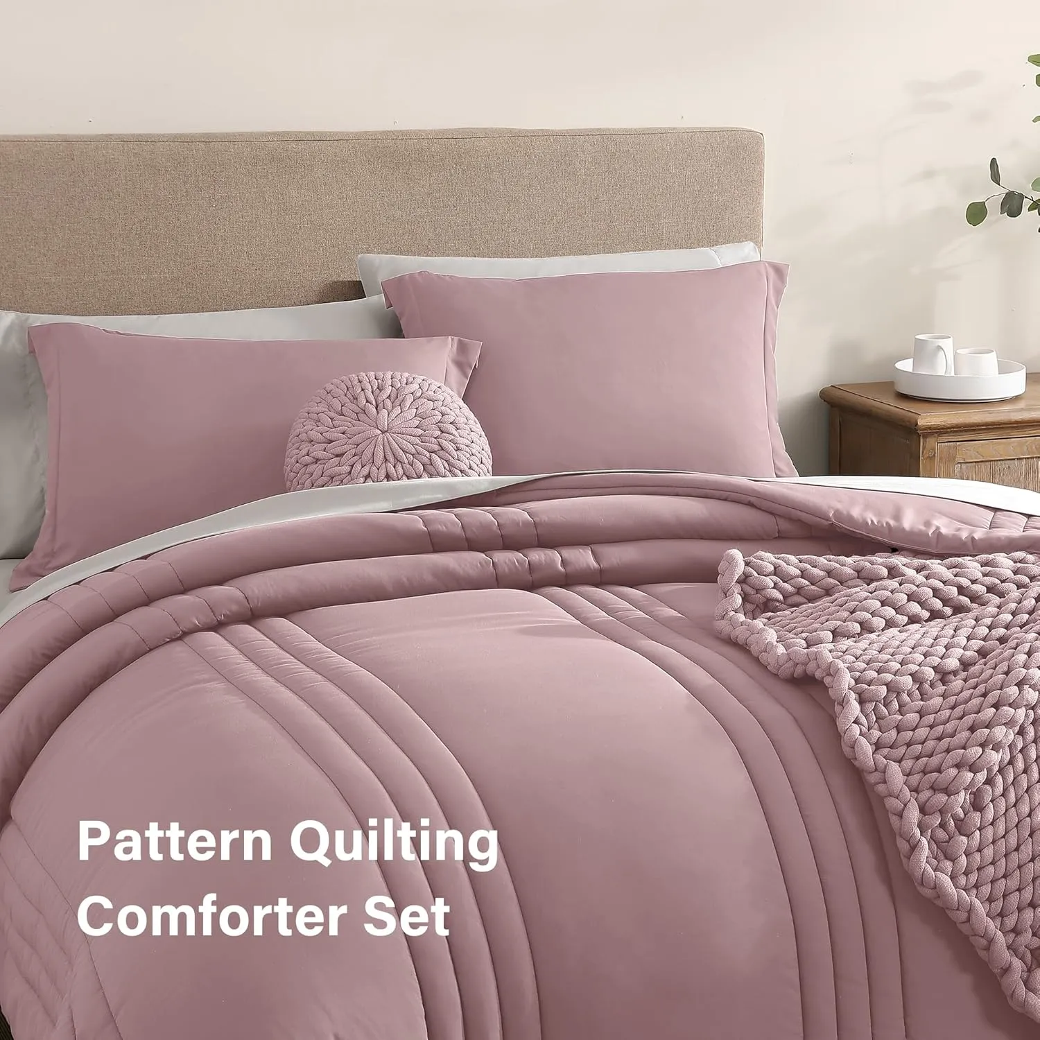 Monbix Queen Comforter Set - 7 Pieces Zephyr Bed in a Bag Queen Bedding Sets with Comforters, All Seasons Down Alternative Comforter Bed Set with Sheets,Pillowcases & Shams