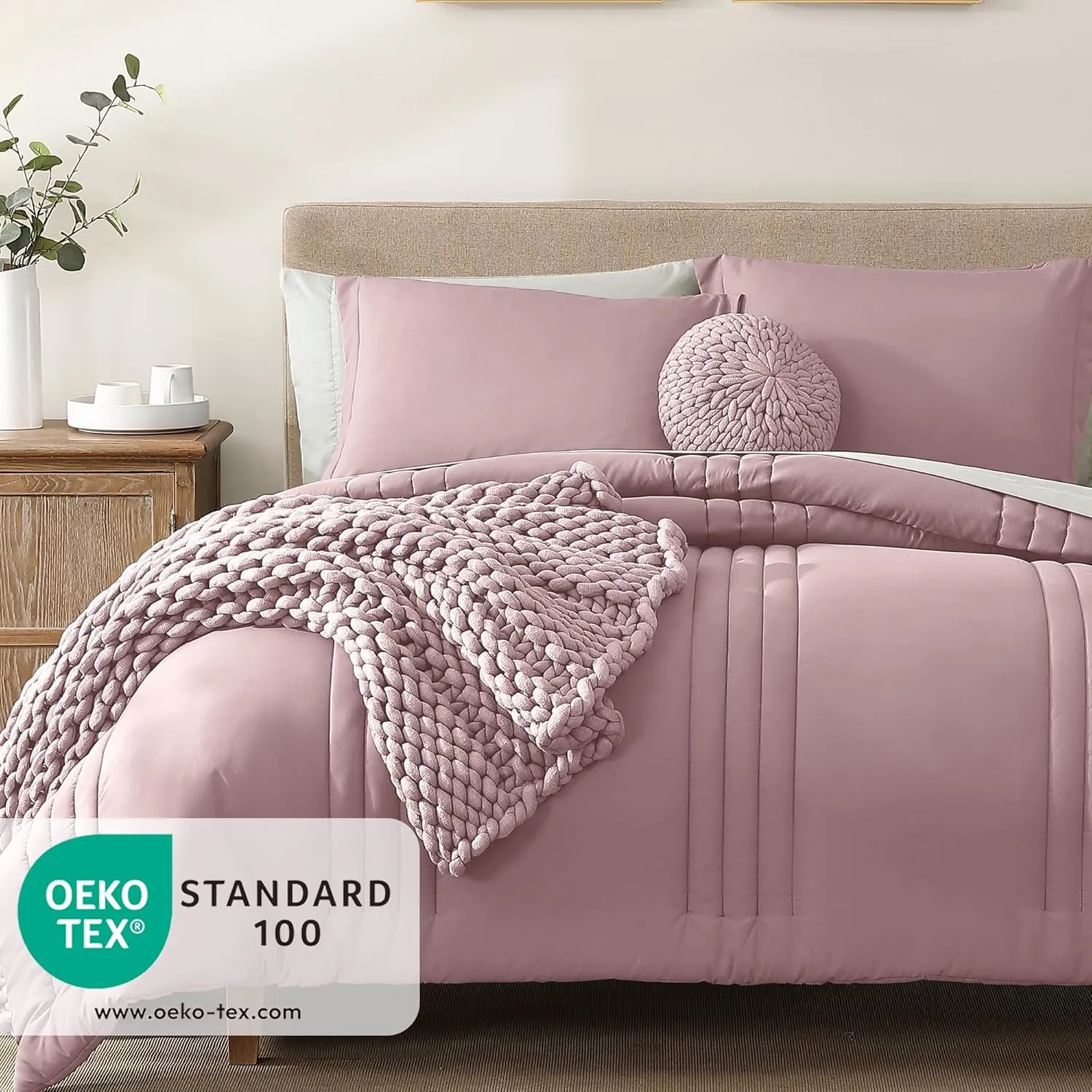 Monbix Queen Comforter Set - 7 Pieces Zephyr Bed in a Bag Queen Bedding Sets with Comforters, All Seasons Down Alternative Comforter Bed Set with Sheets,Pillowcases & Shams