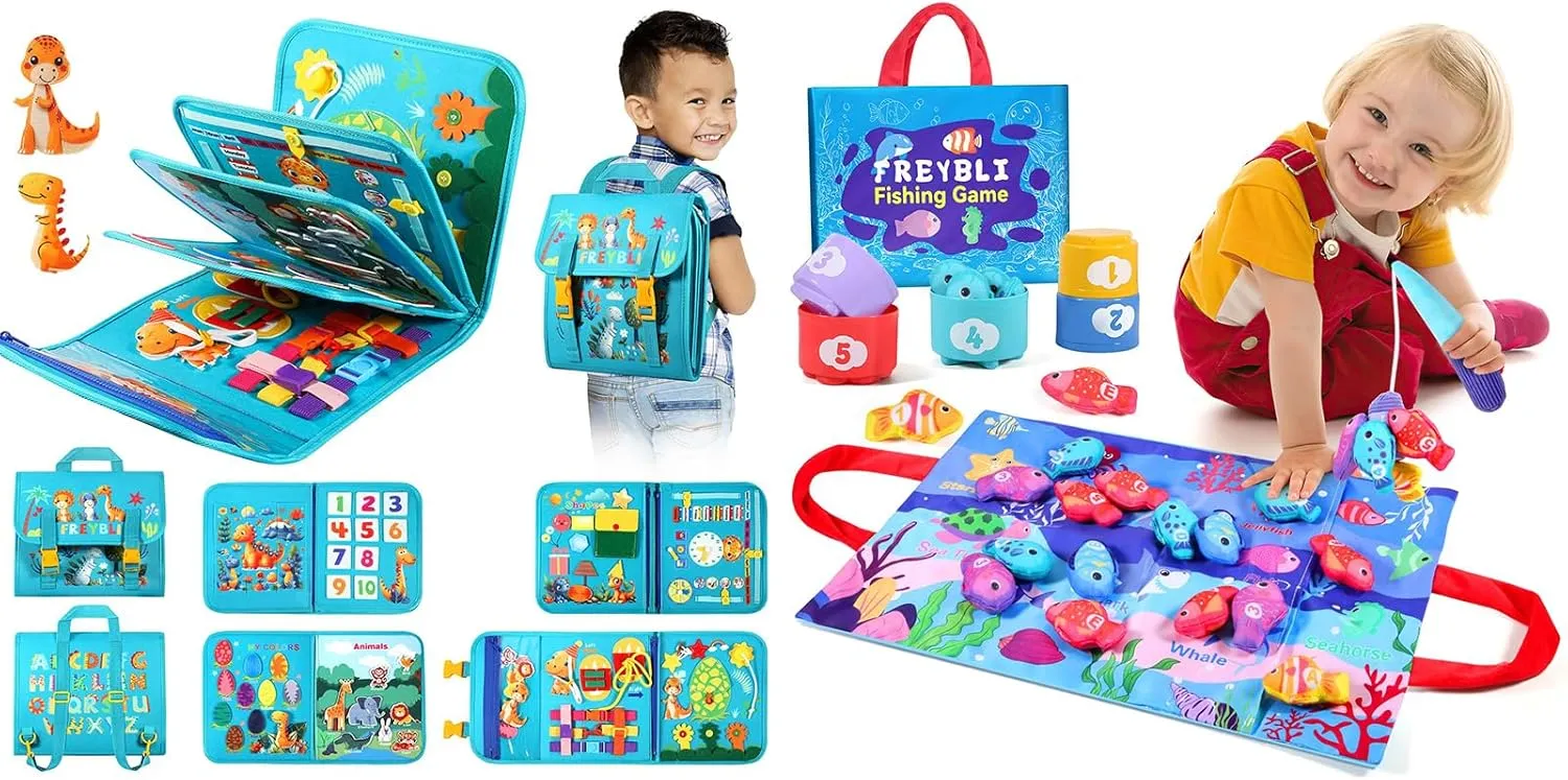 Montessori Busy Book for Toddlers 1-3, Fishing Game Toy for Toddlers 1-3