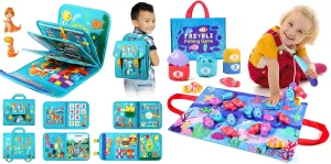 Montessori Busy Book for Toddlers 1-3, Fishing Game Toy for Toddlers 1-3