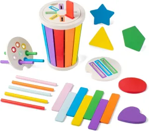 Montessori Toys for 1 2 3 Year Old, 3 in 1 Wooden Learning Color Sorting Toys for Toddlers 12-36 Month Old, Wooden Educational Toy, Fine Motor Developmental Sensory Matching Games