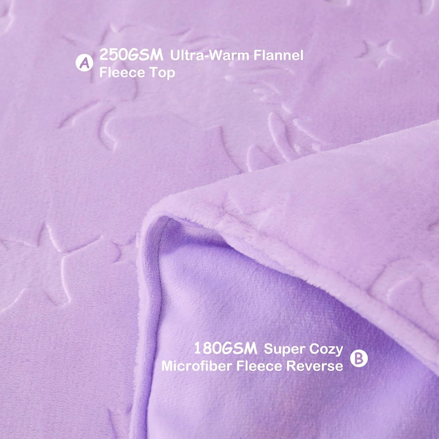Mooreeke Full Kids Comforter Bed Set, Embossed Plush Fleece Soft & Warm 3 Piece Bed in A Bag with Shams, Velour Velvet Purple Unicorn Girls Kids Bedding Set, Fluffy Fuzzy Polar Cozy and Stylish