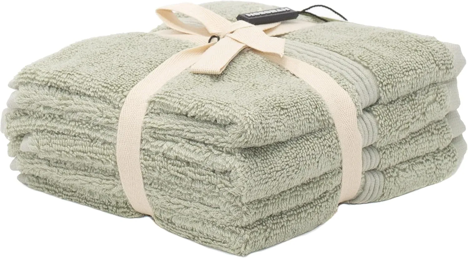Mosobam Luxury Turkish Towels Set of 4 Washcloths 13X13 Seagrass Green 700 GSM Bamboo Viscose & Aegean Turkish Combed Cotton