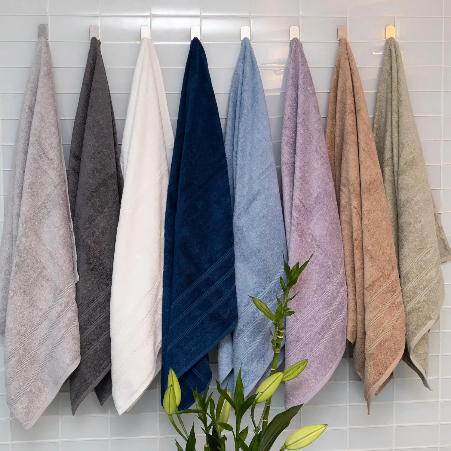 Mosobam Luxury Turkish Towels Set of 8 Washcloths 13X13 Allure Blue 700 GSM Bamboo Viscose & Aegean Turkish Combed Cotton