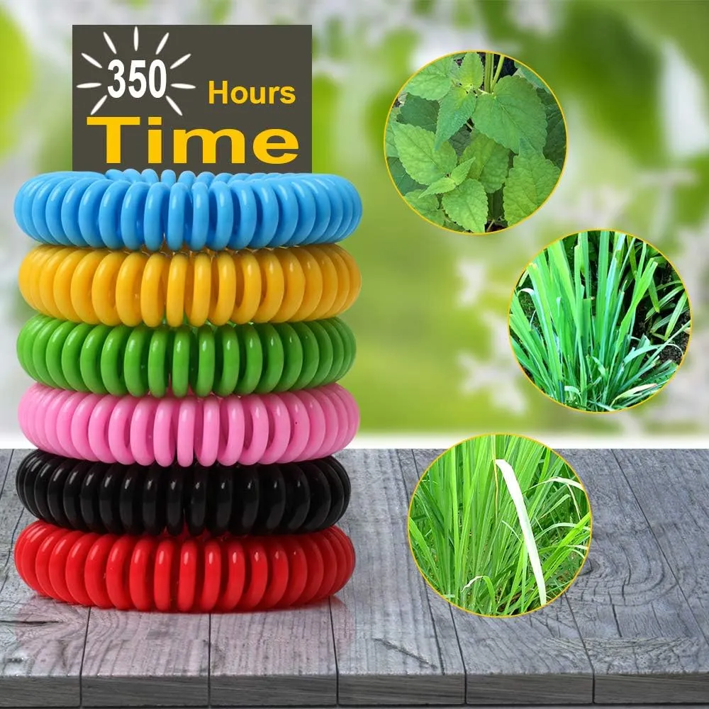 Mosquito Bracelets, 60 Pack Individually Wrapped, DEET Free, Natural and Waterproof Band