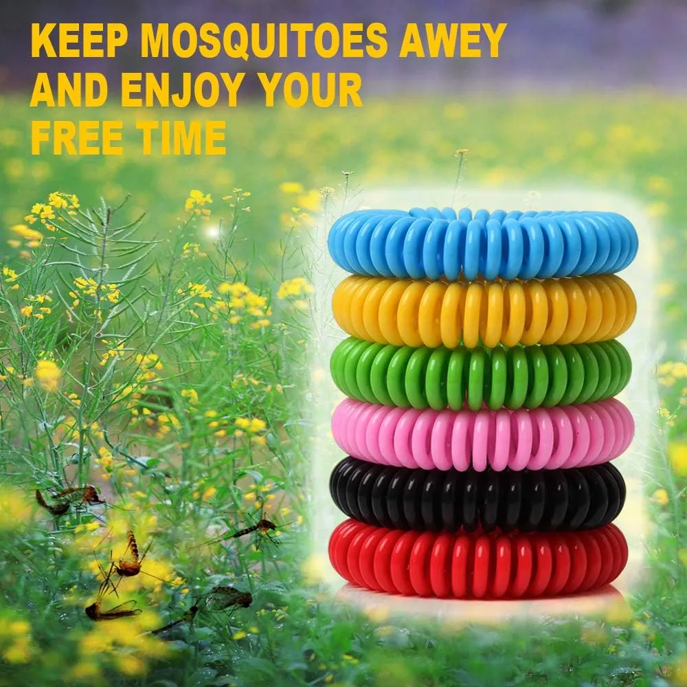Mosquito Bracelets, 60 Pack Individually Wrapped, DEET Free, Natural and Waterproof Band