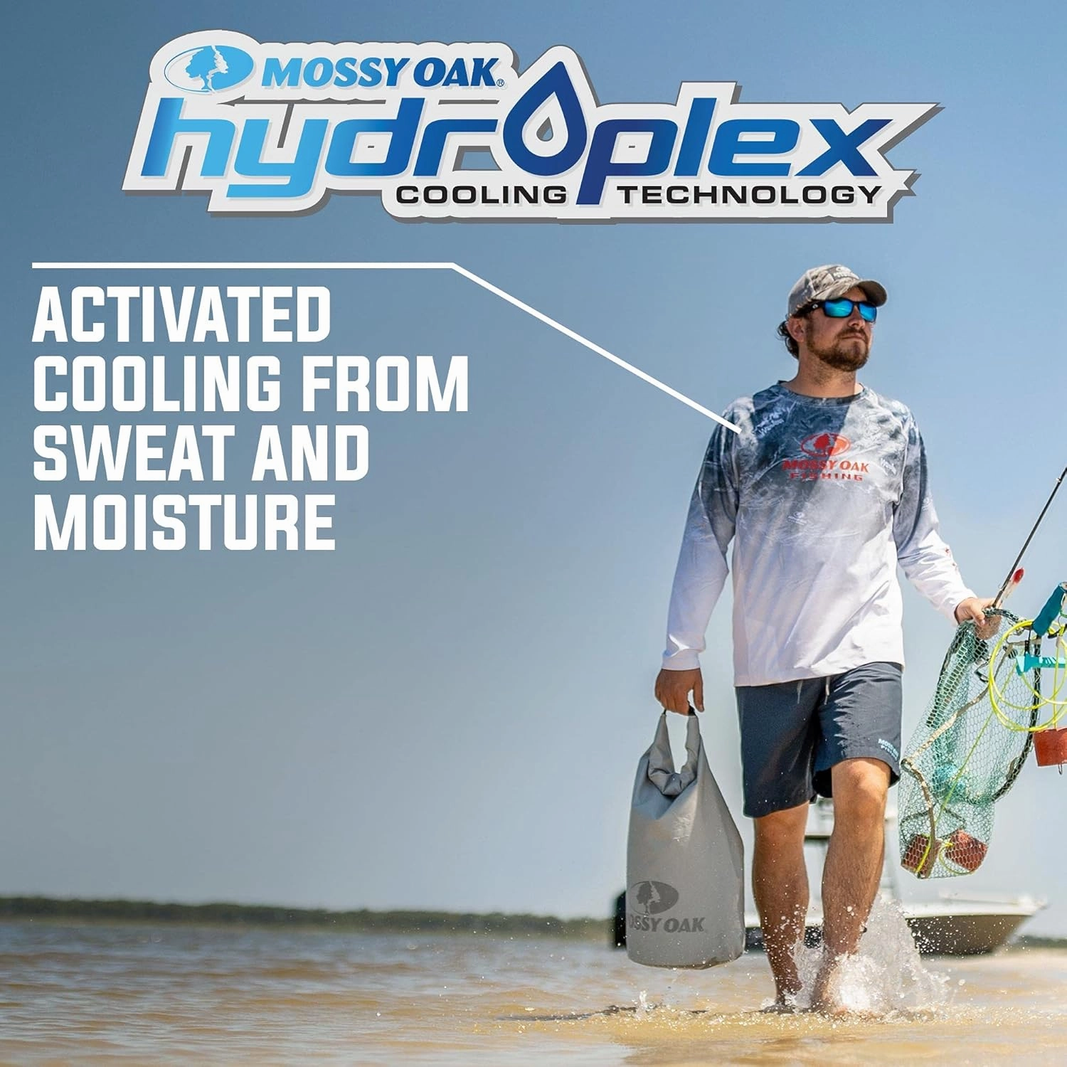 Mossy Oak Men's Patriotic Fishing Shirts Long Sleeve with Sun Protection