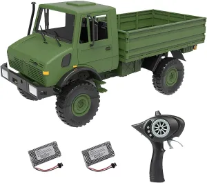 Mostop RC Military Truck 4x4 Road Remote Control Car - 1/12 Scale Remote Control Truck 4WD All Terrain Rock Army Transport Vehicle with 2 Rechargeable Batteries - RC Military Vehicle with LED Light