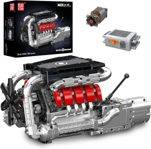 Mould King 10203 V8 Engine Building Blocks Sets, V8 Engine Model kit That Run, Build Your Own STEM Model Engine, Physical Science Experiment Model, Best STEM Toy Gifts for Kids/Adult(1169 PCS)