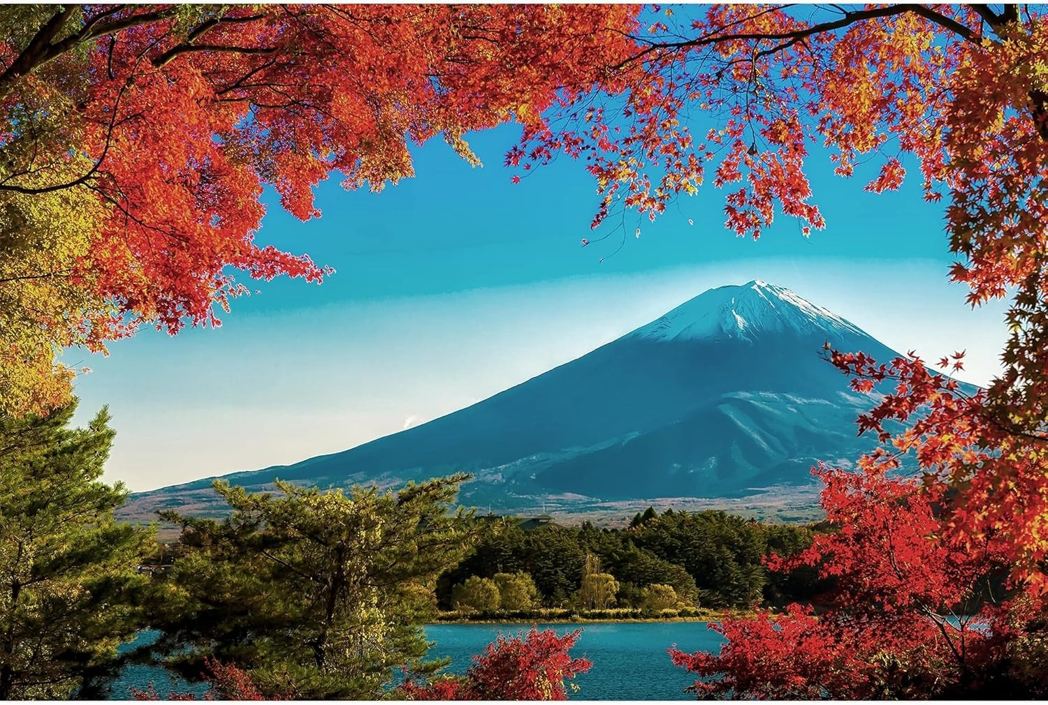 Mount Fuji in Autumn Japanese Landmark Jigsaw Puzzle for Adults and Kids | Difficult 1000 Piece Puzzle | Interactive Brain Teaser, Educational Toys & Games, Fun Quarantine Gifts | 28 x 20 Inches