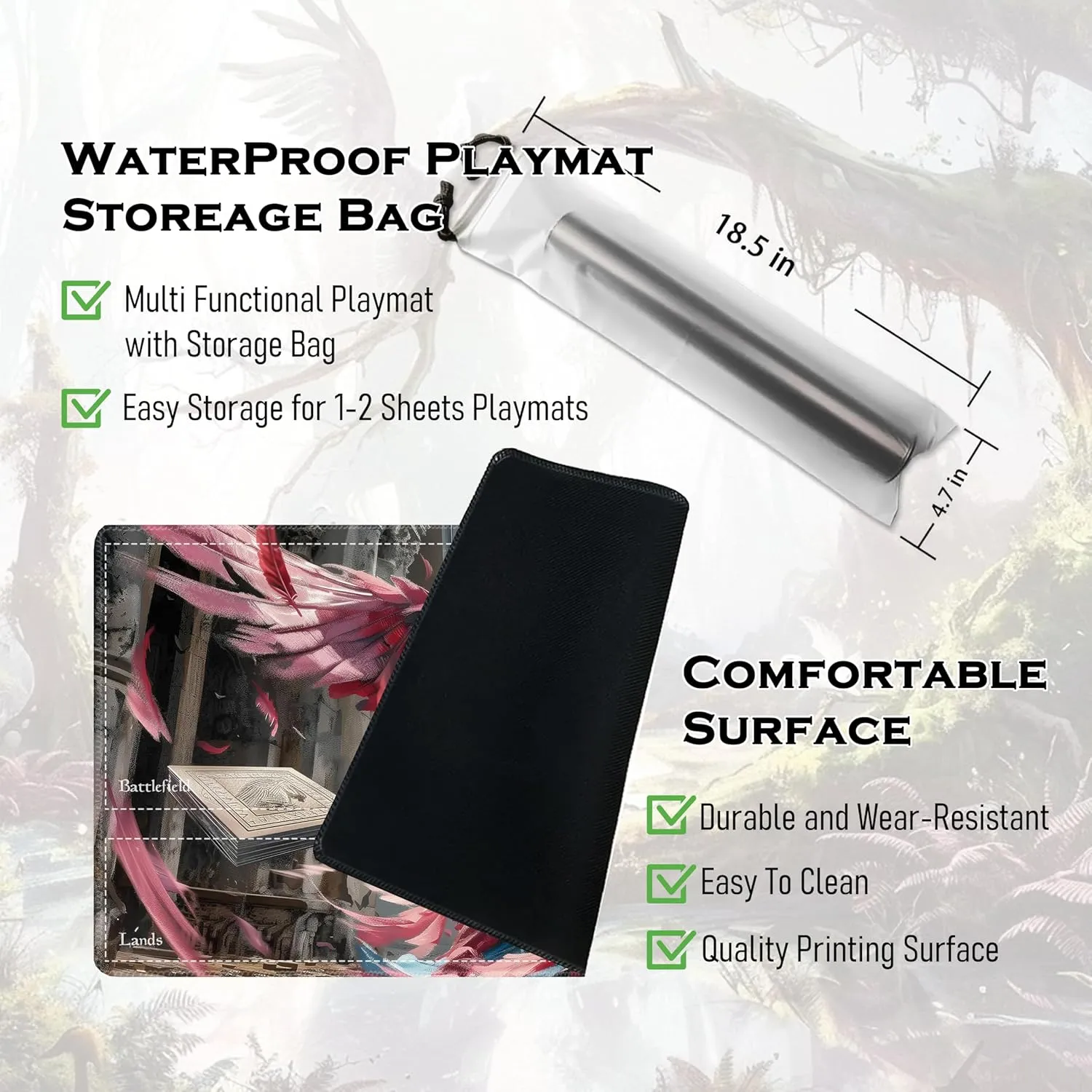 MTG Playmat 24” x 14”, Magic Playmat with Zones, Fits MTG Foundations, Poké, TCG, Yu-Gi-Oh!, Lorcana & Middle Earth Card Mat, Ultra Pro Quality, Free Storage Bag (God of Death Zone)