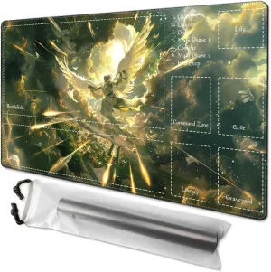 MTG Playmat 24” x 14”, Unique Art Playmat with Zones, Fits MTG Foundations, Poké, TCG, Yu-Gi-Oh!, Lorcana & Middle Earth Card Mat, Ultra Pro Quality, Free Storage Bag (Blade of Goldnight Zone)